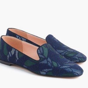 🔥 NIB JCrew Blue Jacquard Slipon Loafer Shoes W Sz 7.5